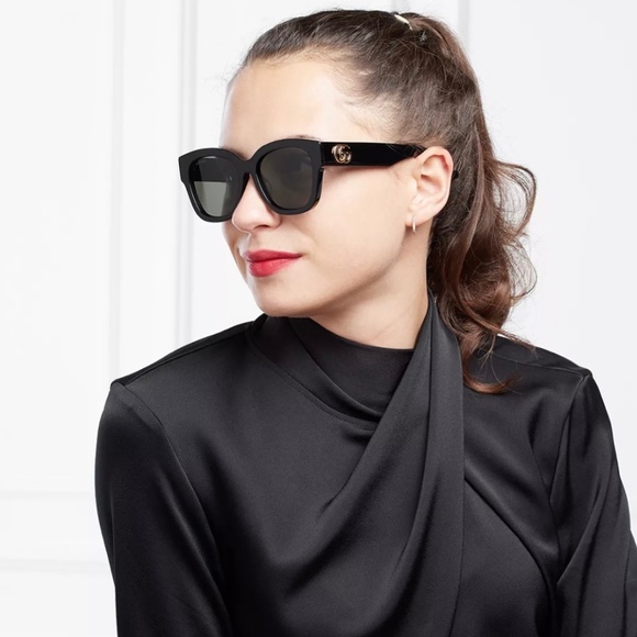 NEW GG1550SK 001 GUCCI BLACK GREY SQUARE WOMEN GUCCI SUNGLASSES - Picture 1 of 12